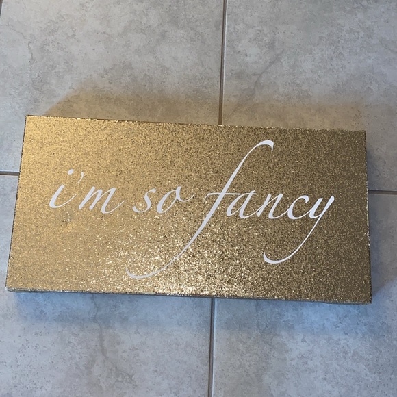Gold glitter wall art with 'I'm so fancy' text in white.13x24in - Picture 3 of 8
